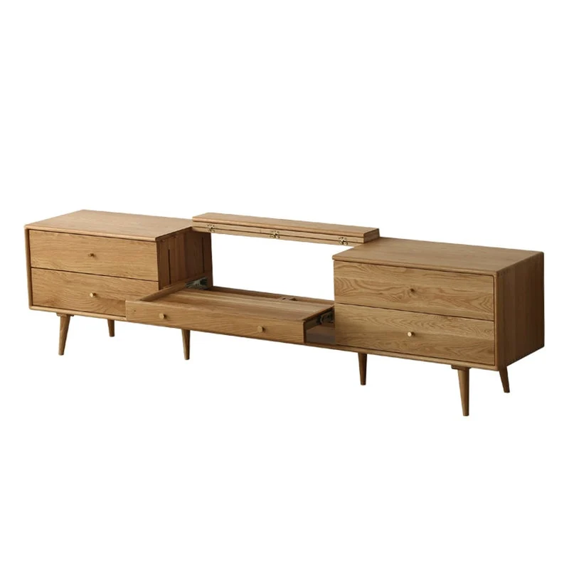 Lumina Projector White Oak Wood TV Stand