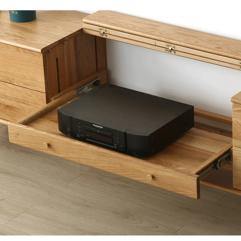 Lumina Projector White Oak Wood TV Stand