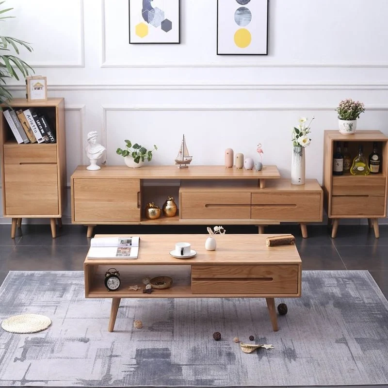Ember Expandable Oak Wood TV Stand