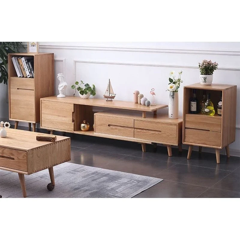 Ember Expandable Oak Wood TV Stand