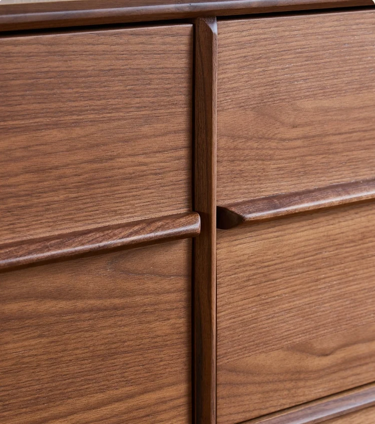 Minimalist Walnut Wood TV Stand with 4 Drawers