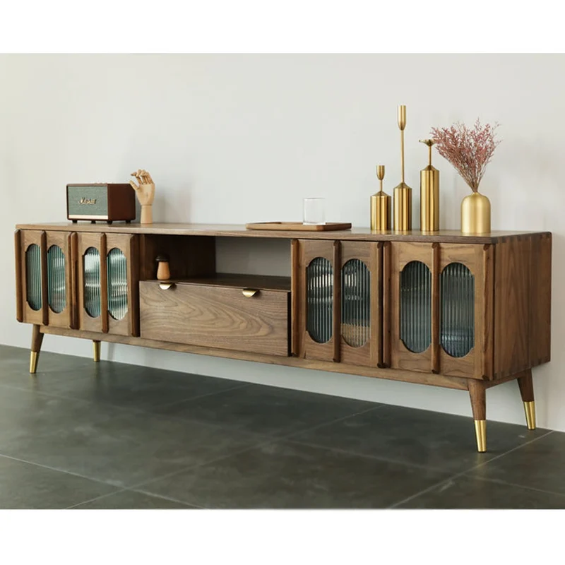 Artisan Crafted Rome Arch Door Walnut Wood TV Console