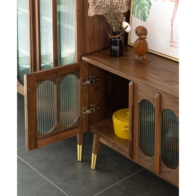 Artisan Crafted Rome Arch Door Walnut Wood TV Console