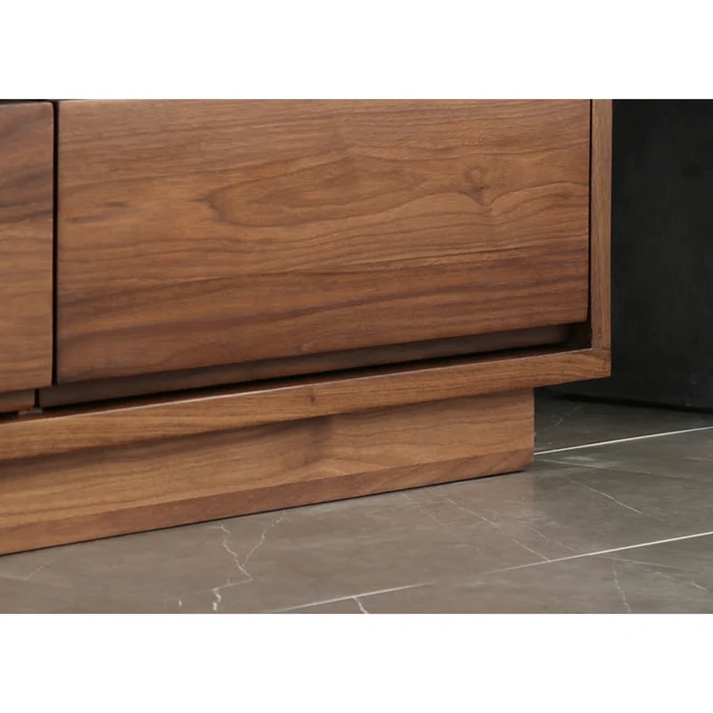 Elegant Glass Top with Drawers Walnut Wood TV Stand