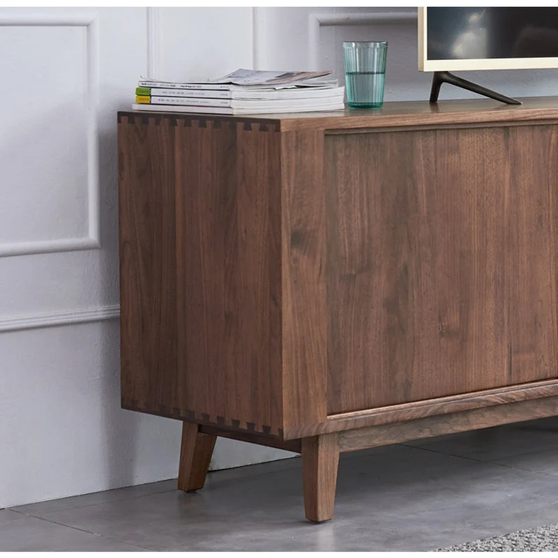 Versatile Dark Walnut Wood Entertainment TV Stand