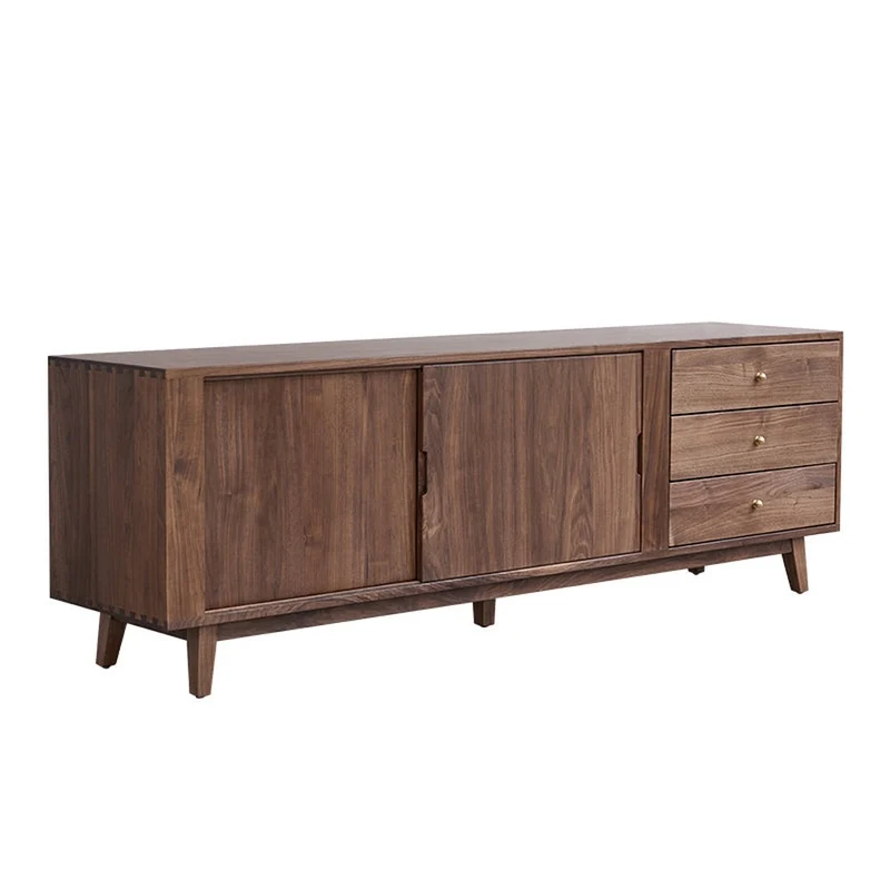 Versatile Dark Walnut Wood Entertainment TV Stand