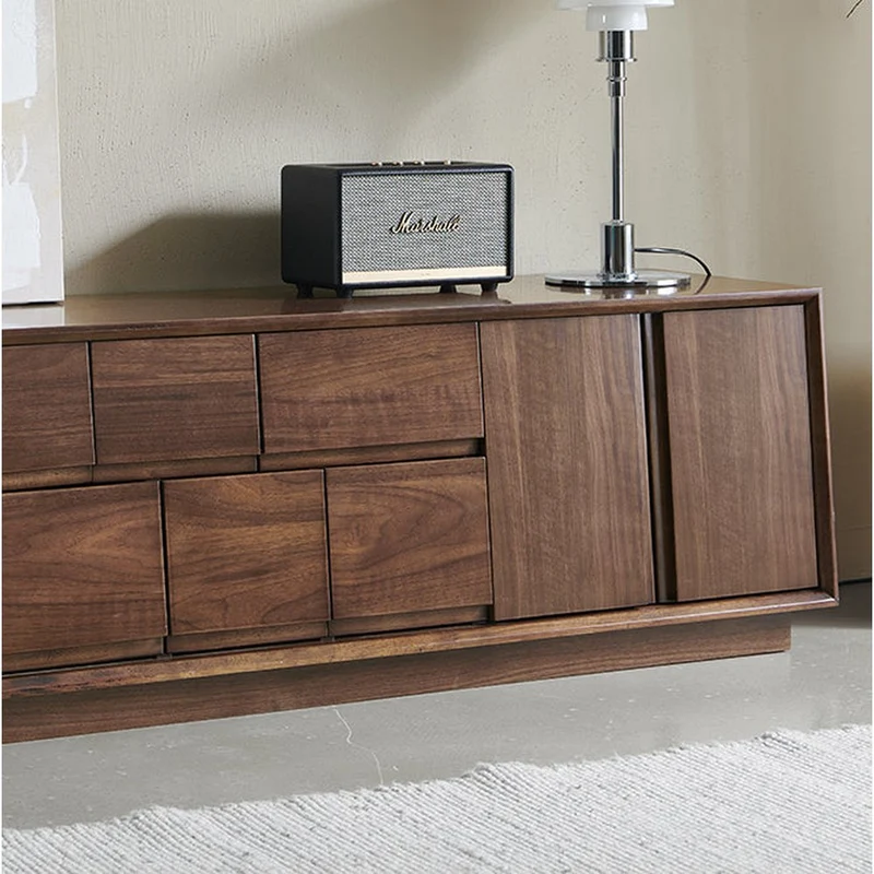 Citrine Low Flat Solid Walnut Wood TV Cabinet