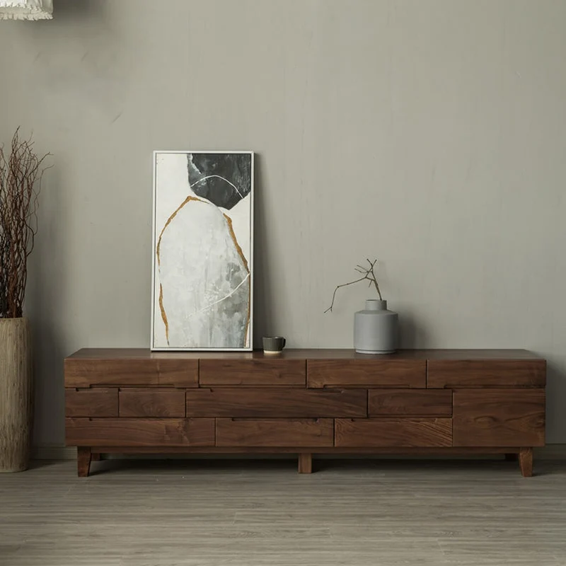 Clarity Multi-Drawers American Walnut Wood Media Cabinet