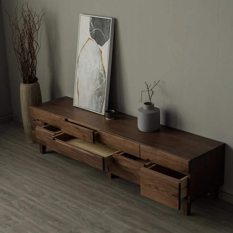 Clarity Multi-Drawers American Walnut Wood Media Cabinet