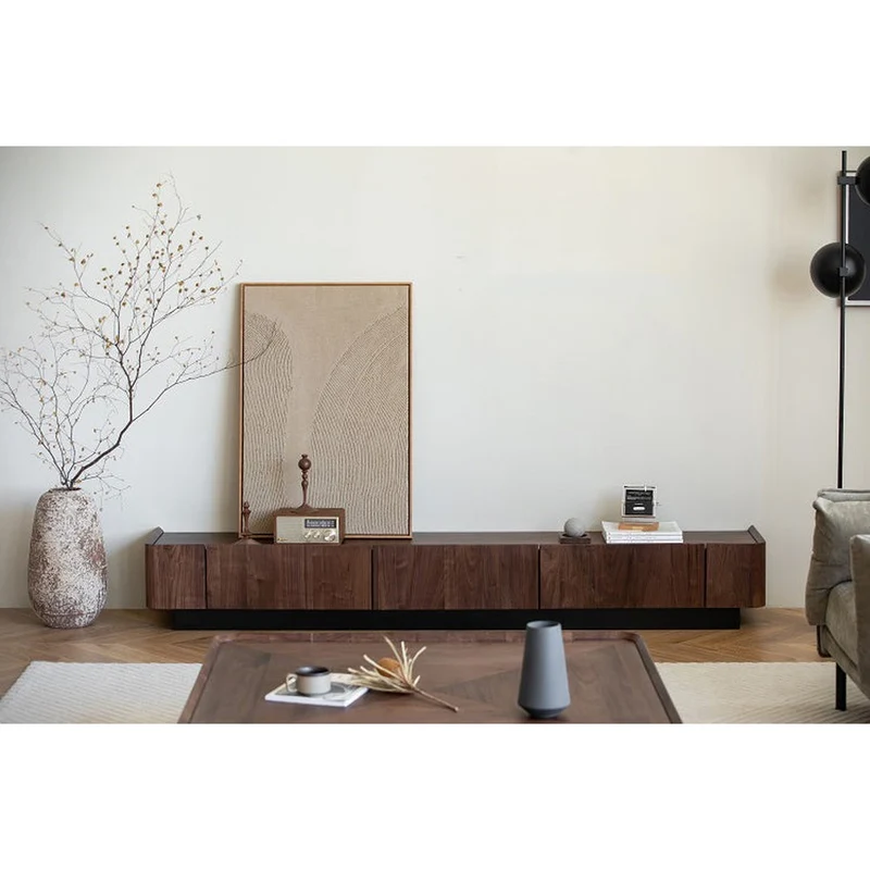 Tribe Link Up Drawers Black Walnut Wood Media Center