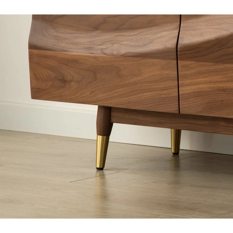Sleek Gloss Black Walnut Wood TV Stand