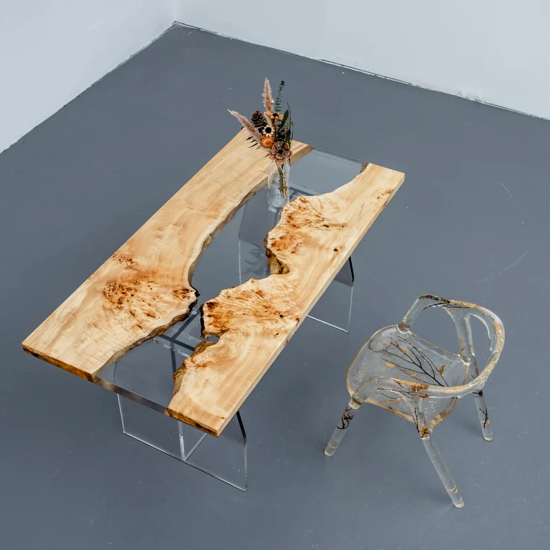 Serene Lake Poplar Wood Epoxy Resin Table