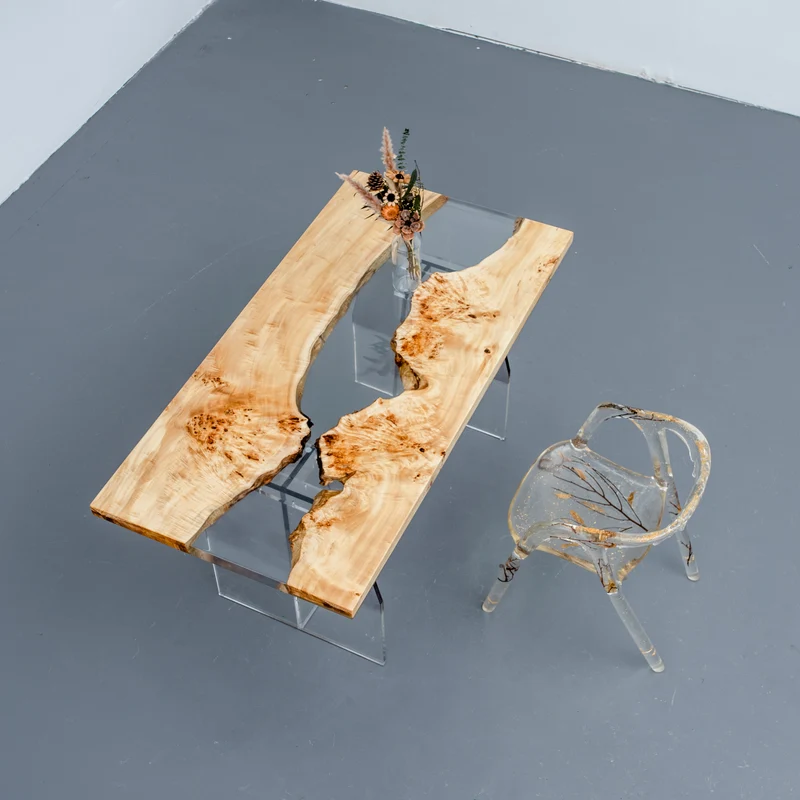 Serene Lake Poplar Wood Epoxy Resin Table