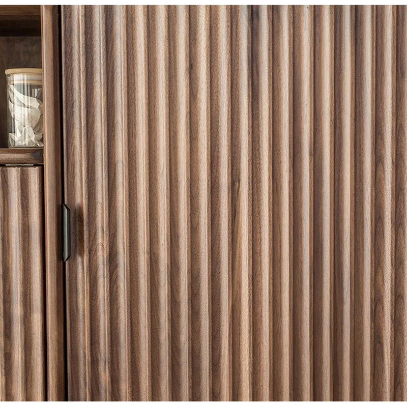 Louver Grille Design Black Walnut Wood Cabinet