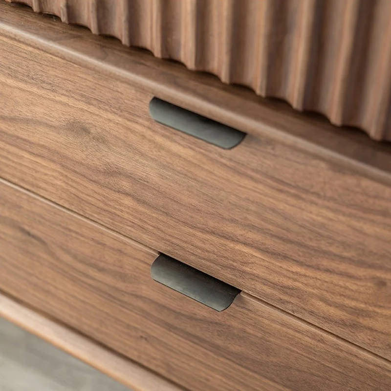 Louver Grille Design Black Walnut Wood Cabinet