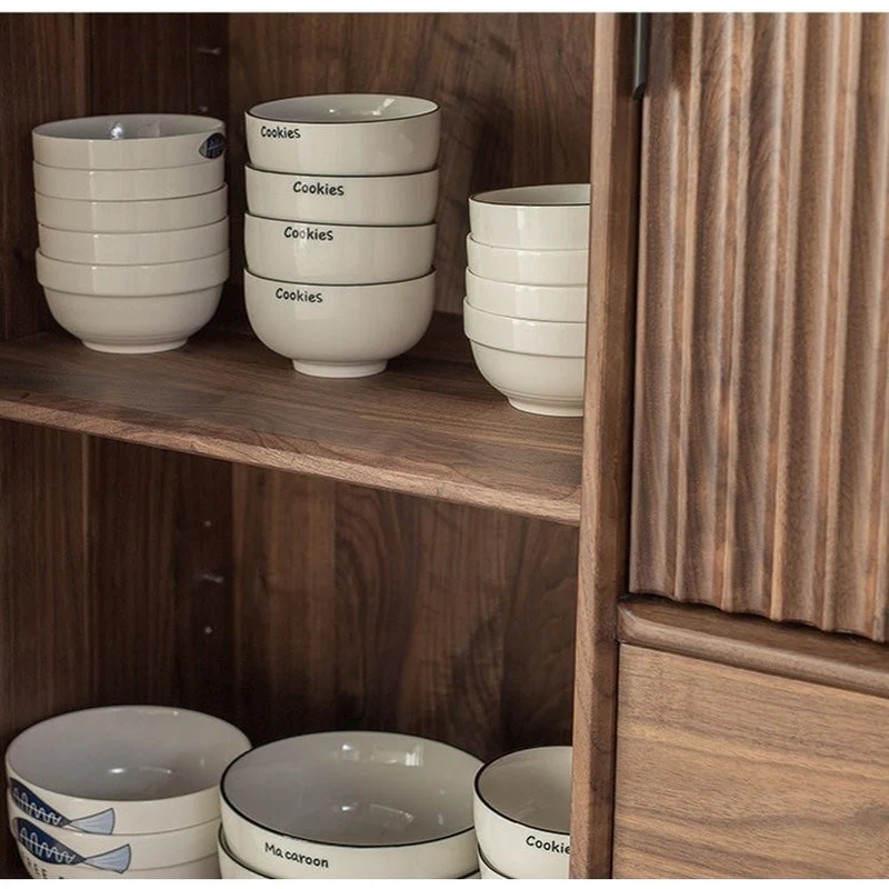 Louver Grille Design Black Walnut Wood Cabinet