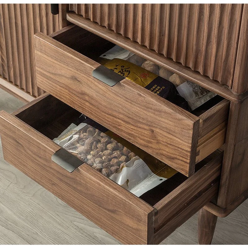 Louver Grille Design Black Walnut Wood Cabinet