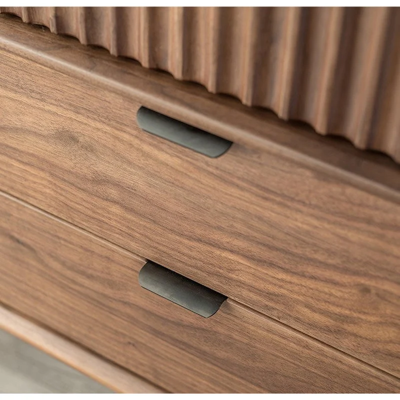 Louver Grille Design Black Walnut Wood Cabinet
