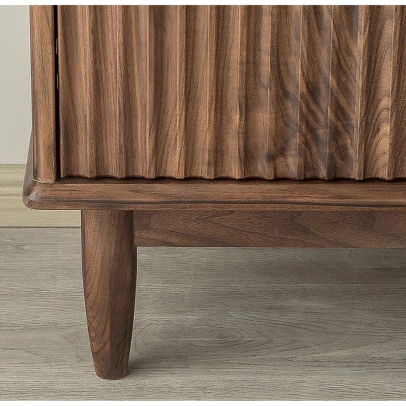 Louver Grille Design Black Walnut Wood Cabinet