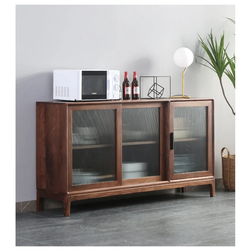 Serenity 3 Snow Glass Walnut Wood Cupboard