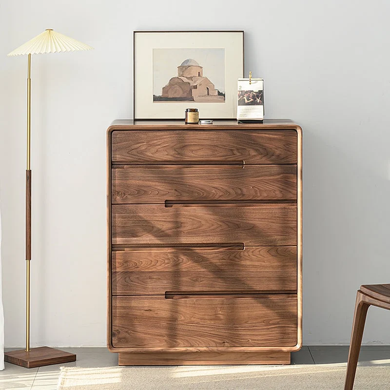 Solid Walnut Wood Recessed Concealed Handle Dresser