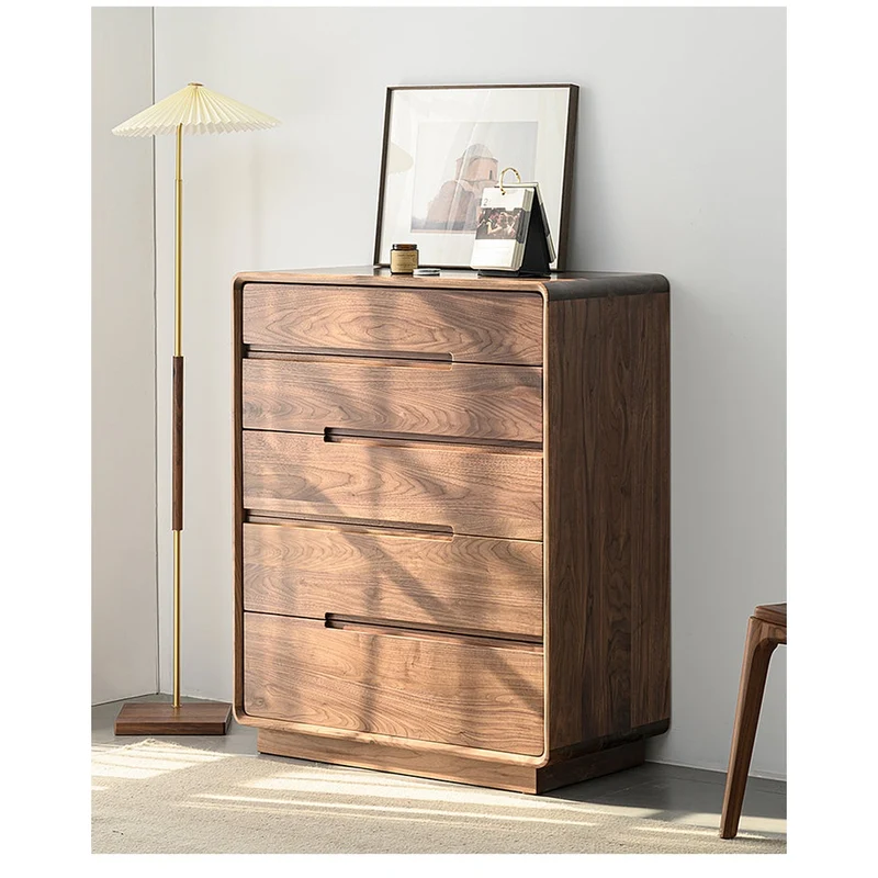 Solid Walnut Wood Recessed Concealed Handle Dresser