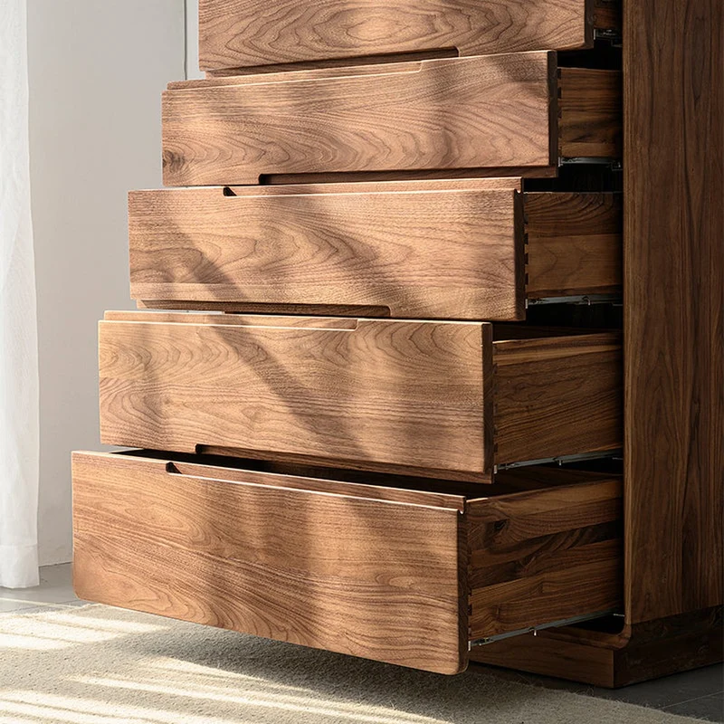Solid Walnut Wood Recessed Concealed Handle Dresser