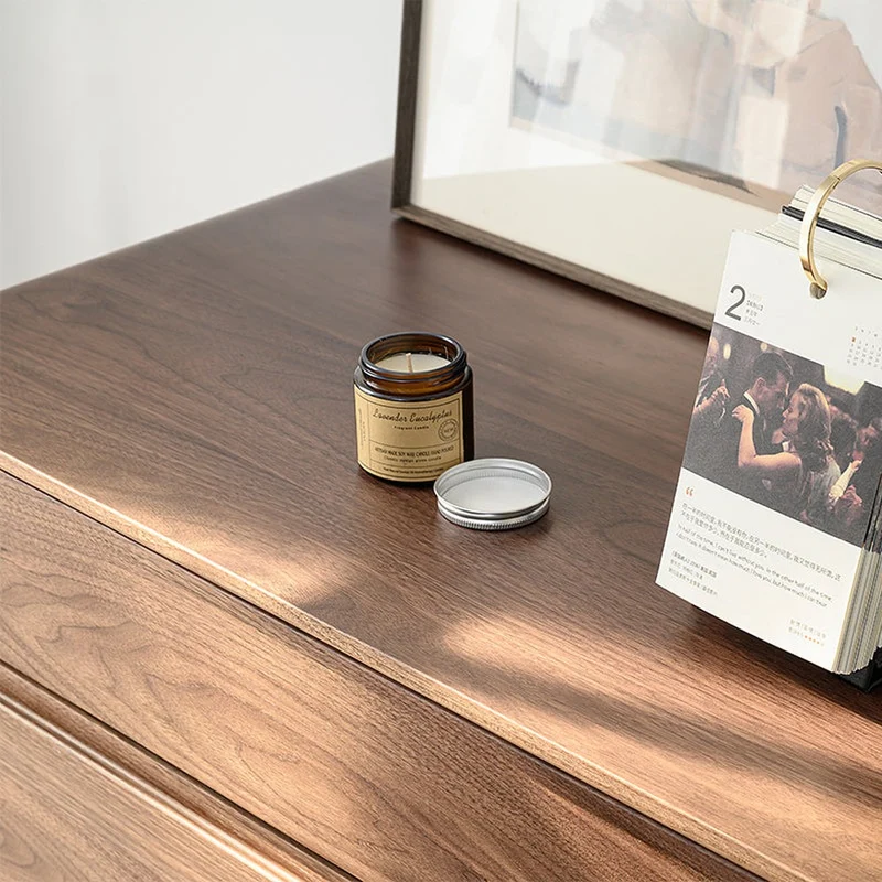 Solid Walnut Wood Recessed Concealed Handle Dresser