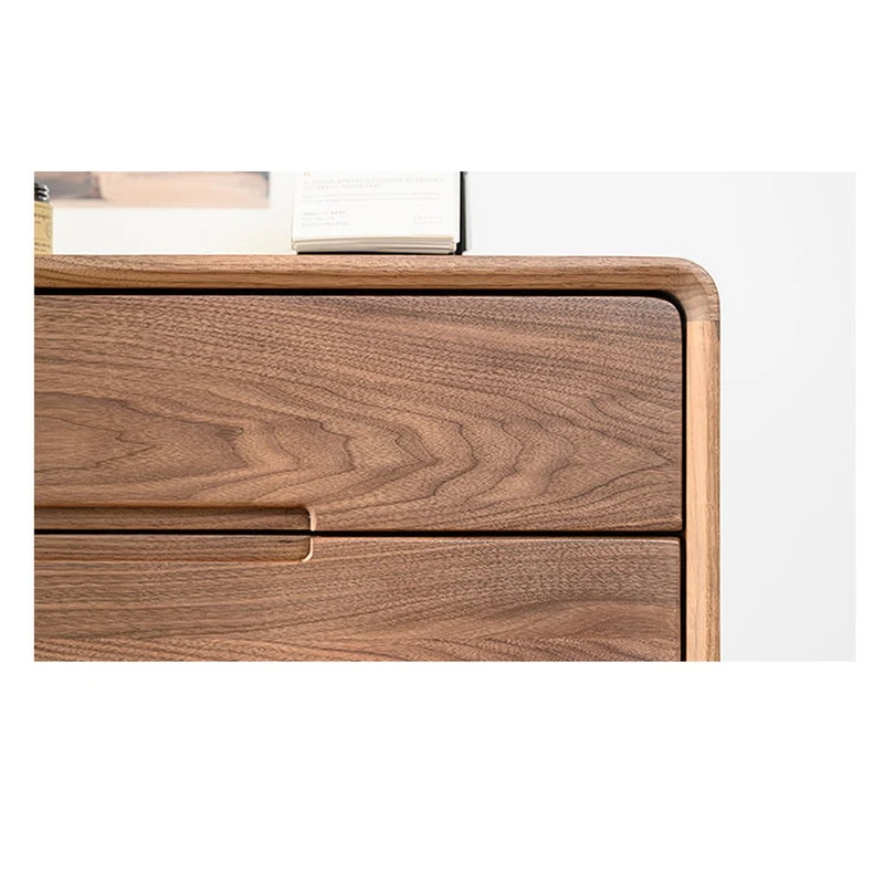 Solid Walnut Wood Recessed Concealed Handle Dresser