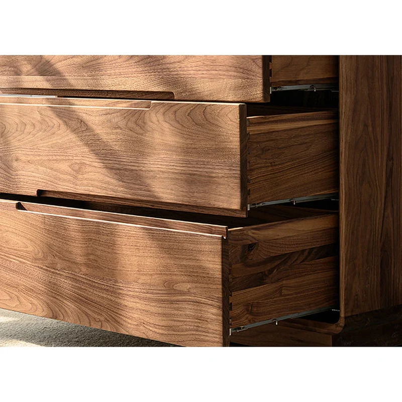 Solid Walnut Wood Recessed Concealed Handle Dresser
