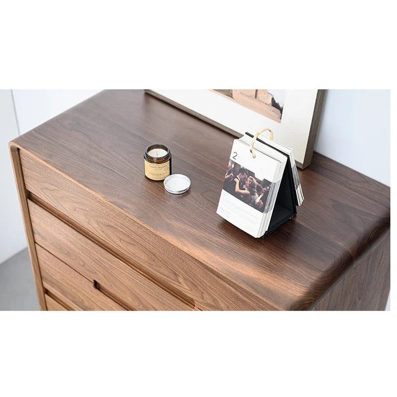 Solid Walnut Wood Recessed Concealed Handle Dresser