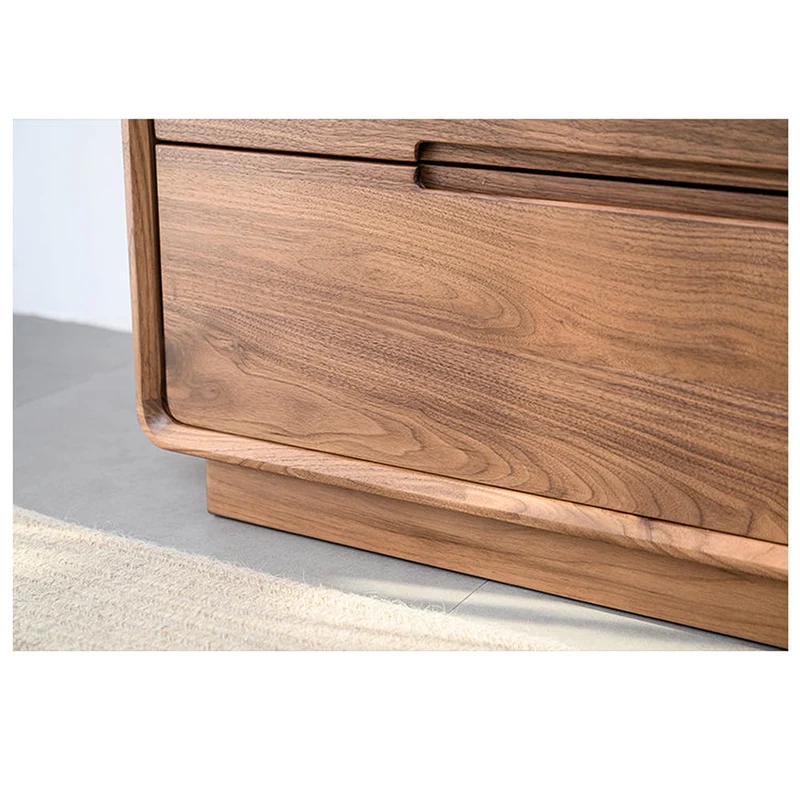 Solid Walnut Wood Recessed Concealed Handle Dresser