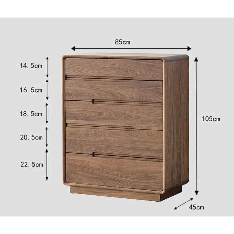 Solid Walnut Wood Recessed Concealed Handle Dresser