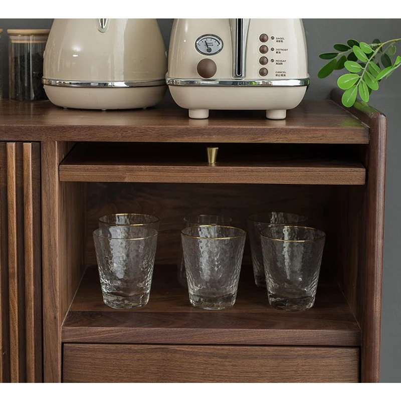 Black Walnut Wood Louver Grille Cupboard