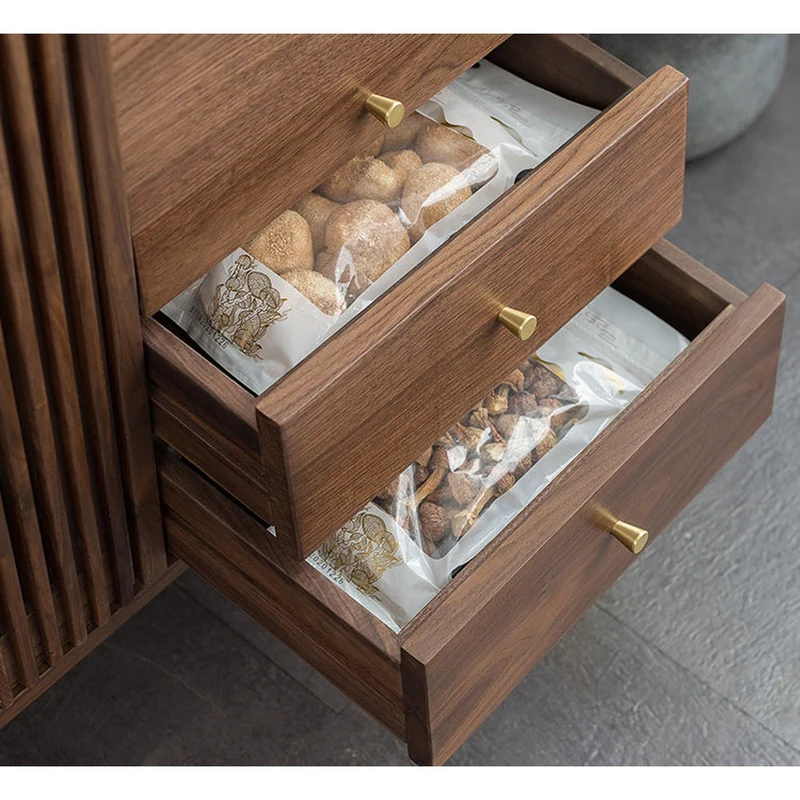 Black Walnut Wood Louver Grille Cupboard