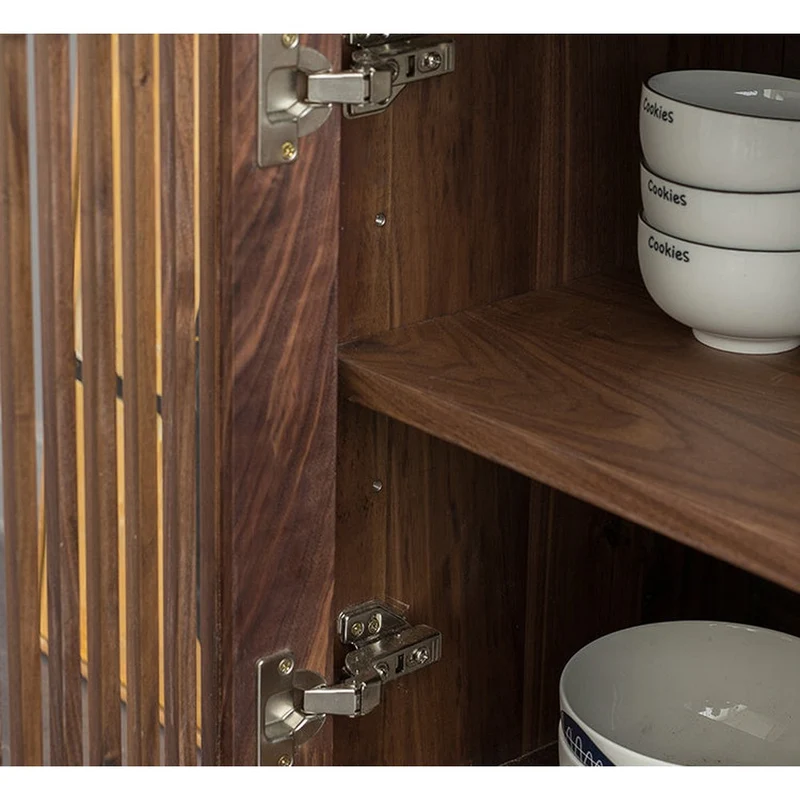 Black Walnut Wood Louver Grille Cupboard