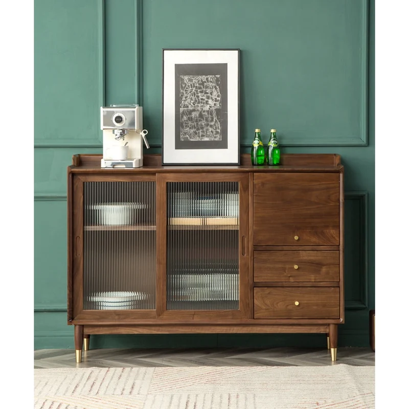Minimalism Solid American Black Walnut Wood Kitchen Cabinet