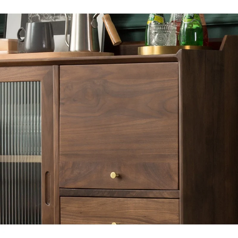 Minimalism Solid American Black Walnut Wood Kitchen Cabinet