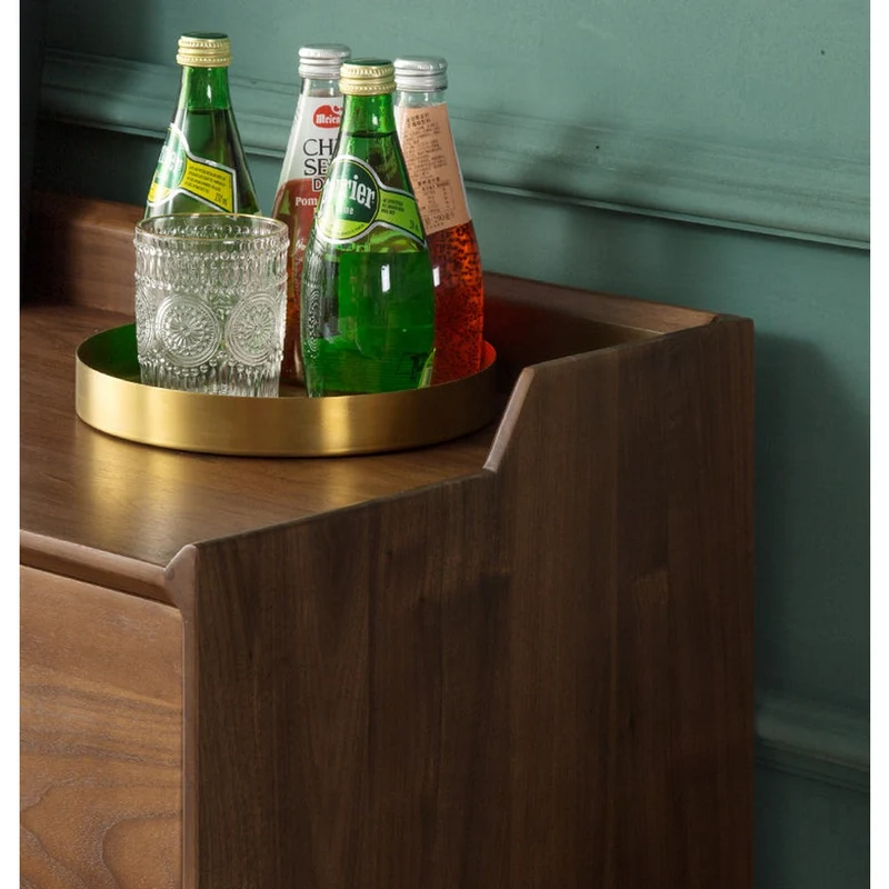 Minimalism Solid American Black Walnut Wood Kitchen Cabinet