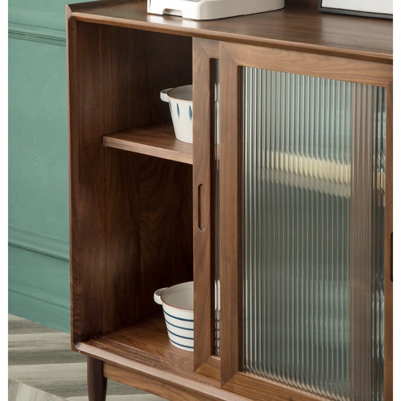 Minimalism Solid American Black Walnut Wood Kitchen Cabinet