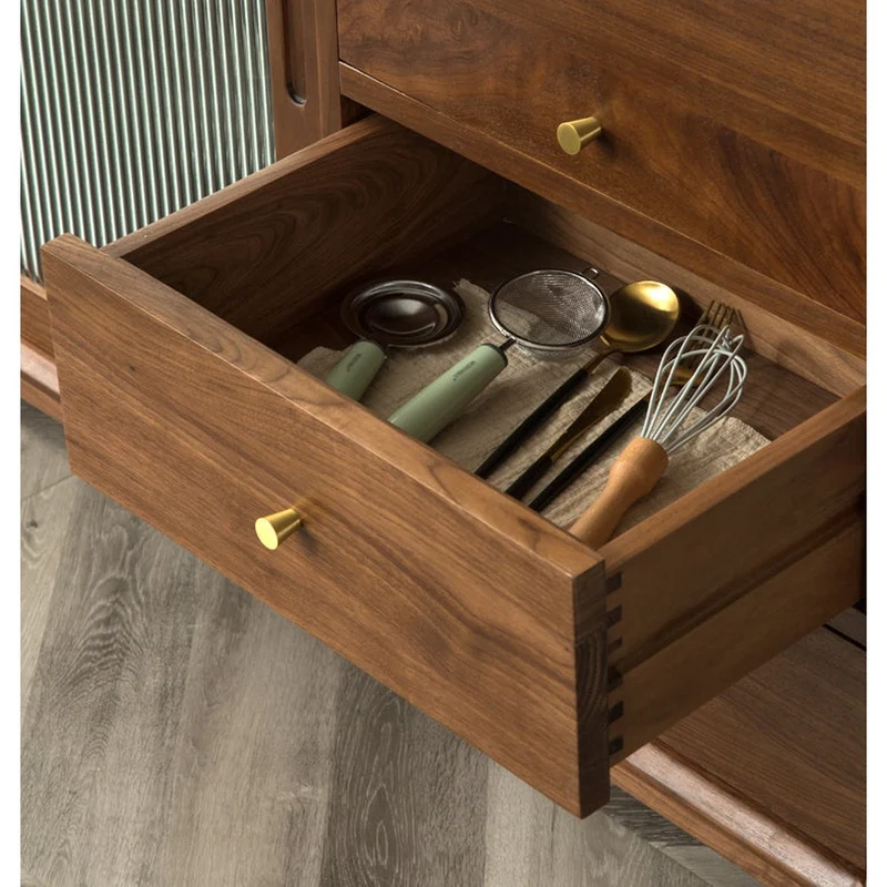Minimalism Solid American Black Walnut Wood Kitchen Cabinet