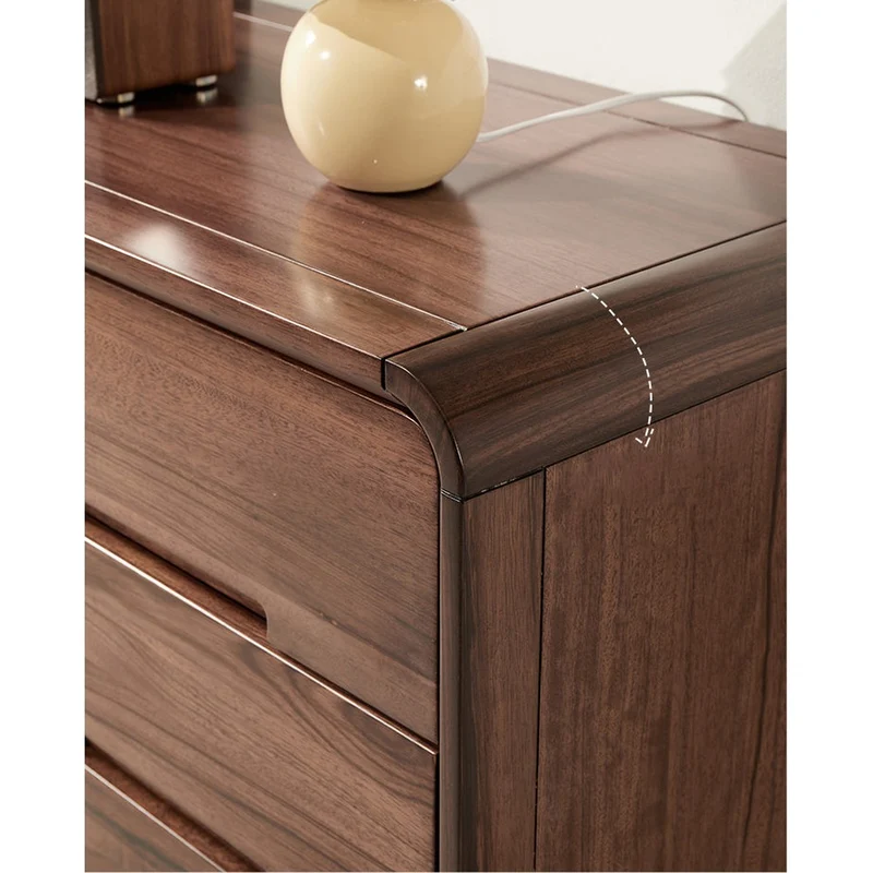 Horizon No Handle 9-Drawer Round Edge Walnut Wood Dresser