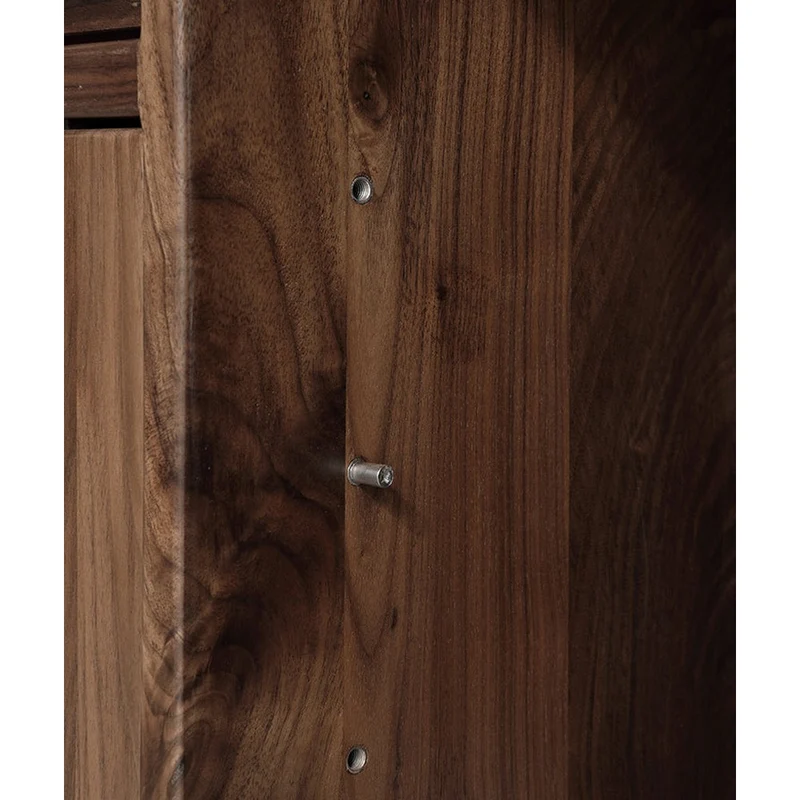 Classic Elegance Snow Glass Solid Walnut Wood Sideboard