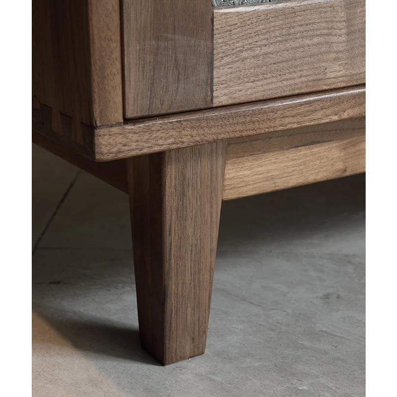 Classic Elegance Snow Glass Solid Walnut Wood Sideboard