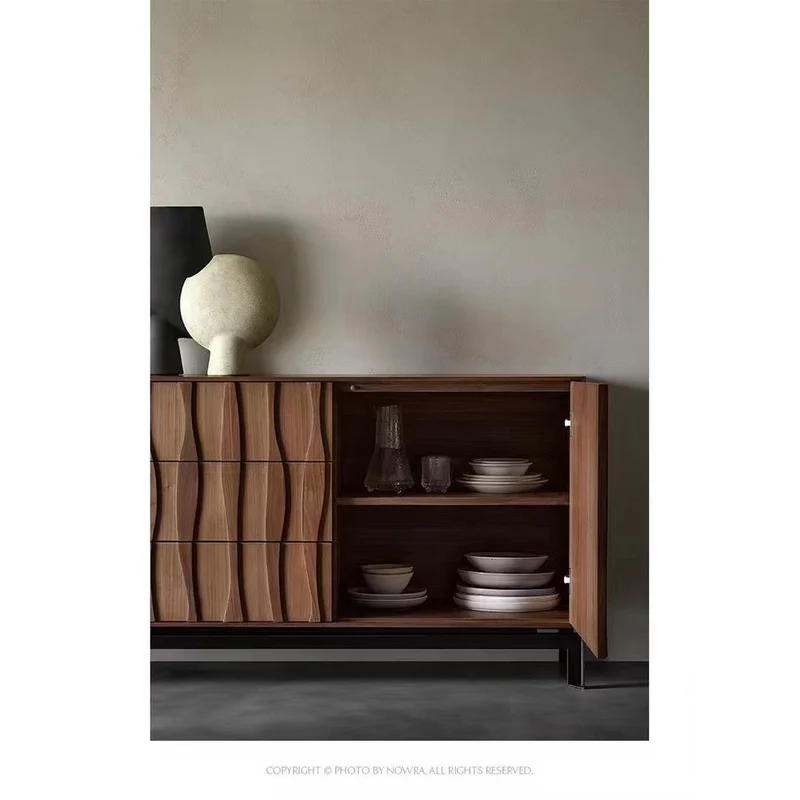 Emblem Waterflow Design Solid Walnut Wood Sideboard