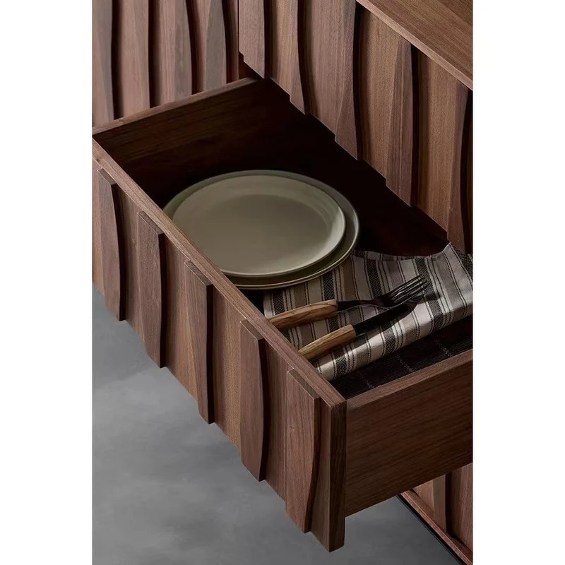 Emblem Waterflow Design Solid Walnut Wood Sideboard