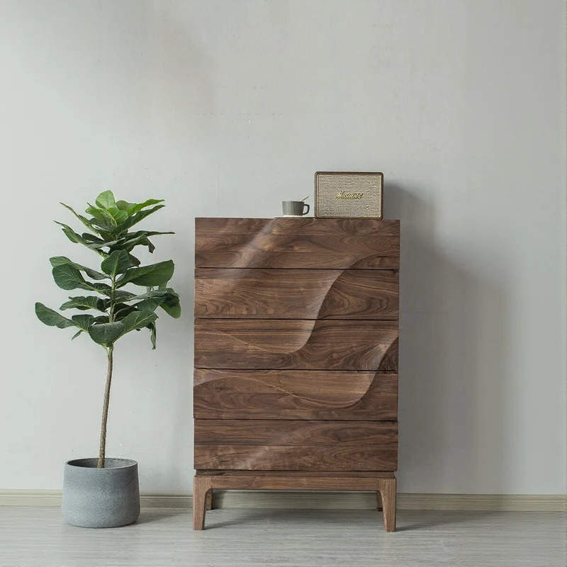 Lush Wave Layer Solid Walnut Wood Dresser