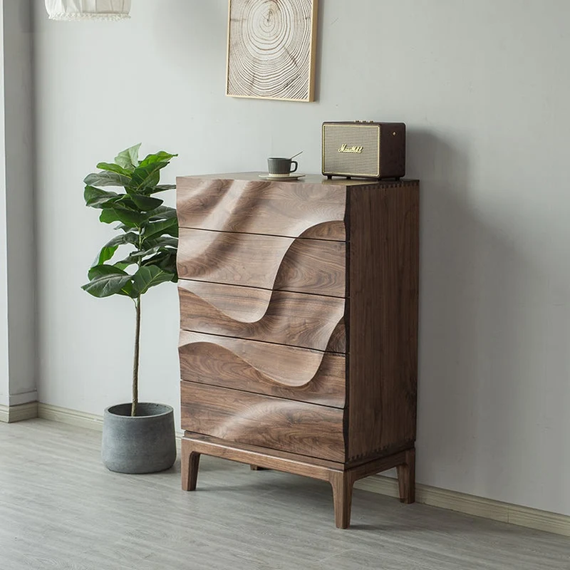 Lush Wave Layer Solid Walnut Wood Dresser