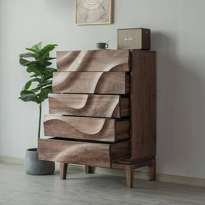 Lush Wave Layer Solid Walnut Wood Dresser