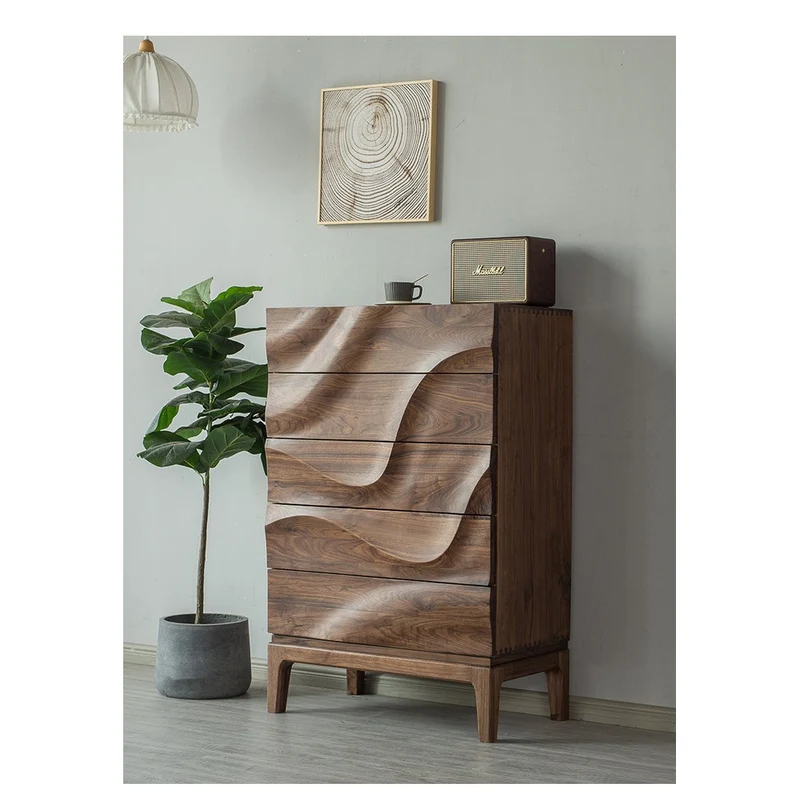 Lush Wave Layer Solid Walnut Wood Dresser
